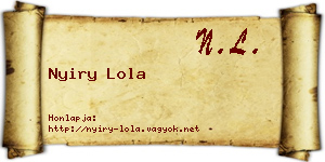 Nyiry Lola névjegykártya